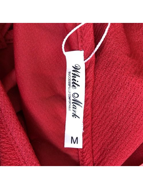 White Mark Womens Medium Red Sleeveless Stretch Criss Cross V-Neck Skater Dress