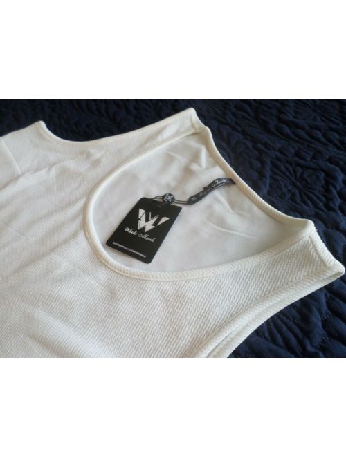 White Mark Women's Pleated Flare Dress XL Textured Stretchy Sleeveless Twerlable