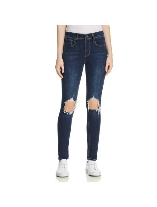Levi's Womens 721 Blue High-Rise Ripped Denim Skinny Jeans 24 BHFO 3774