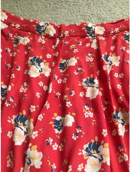 Topshop Ladies Size 10 Coral Mix Floral Patterned Summer Skirt Length 17 Inches