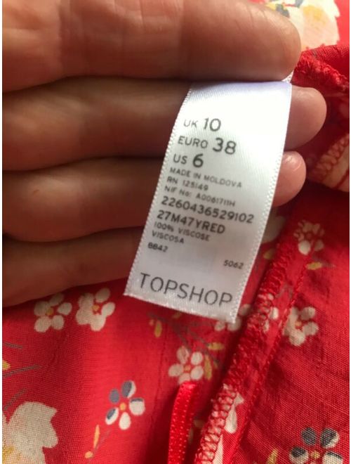 Topshop Ladies Size 10 Coral Mix Floral Patterned Summer Skirt Length 17 Inches