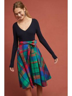 NWT Anthropologie Sorbonne A-Line Skirt Sz 4 Maeve Green Red Plaid Party $148