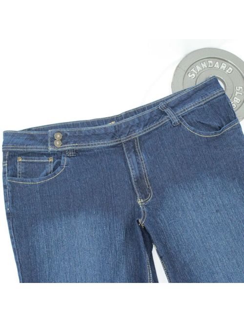 Out Jeans Womens 24 Stretch Indigo Denim Dark Wash Mid Rise Jean Loose Fit Plus