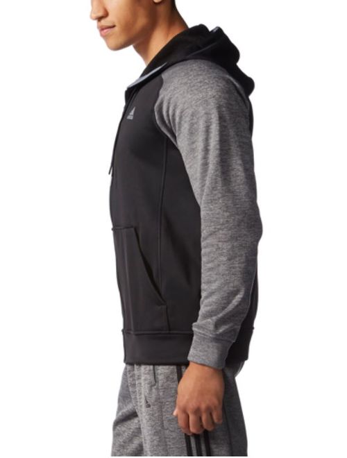 Adidas Mens Tech Fleece full Zip Hooded Jacket with Climawarm Technology (Black/Grey, Small)