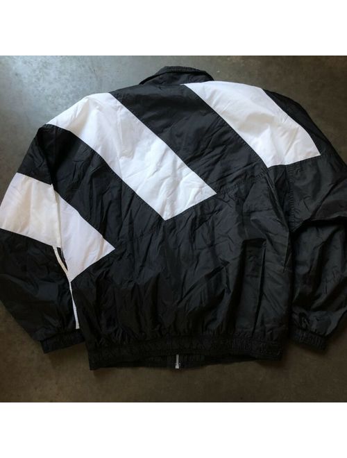 Men's Vintage 90's Adidas White Black Spell Out Windbreaker Zip Up Jacket Sz L