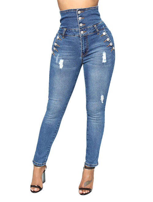 JDinms Womens High Wiast Skinny Denim Jeans