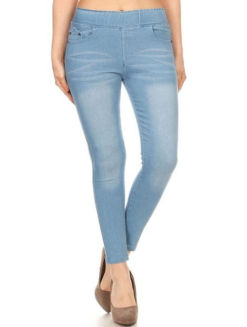 NEW MOA Women's Casual Soft Solid High Waist Stretch Denim Jegging Pants