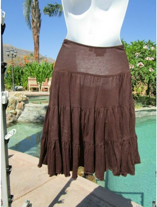 Misses S/M full tiered skirt chocolate brown 27-32" waist versatile