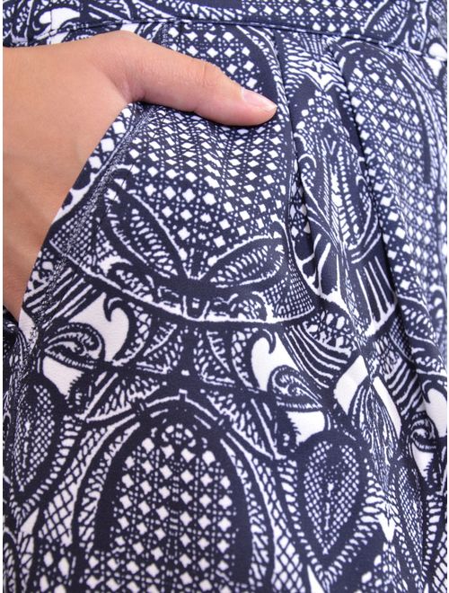 Gentle Fawn Brand Etoile Blue White Tribal Inspired Print Casual Summer Shorts