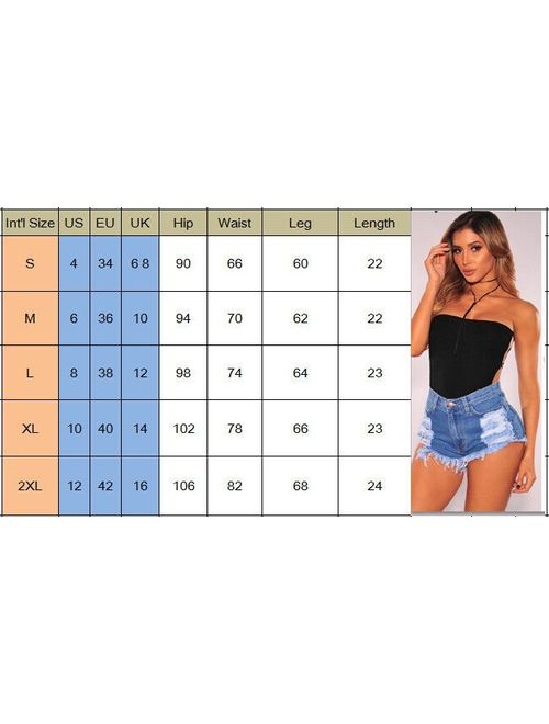 Summer Women Casual High Waisted Short Mini Jeans Ripped Jeans Shorts Hot Pants
