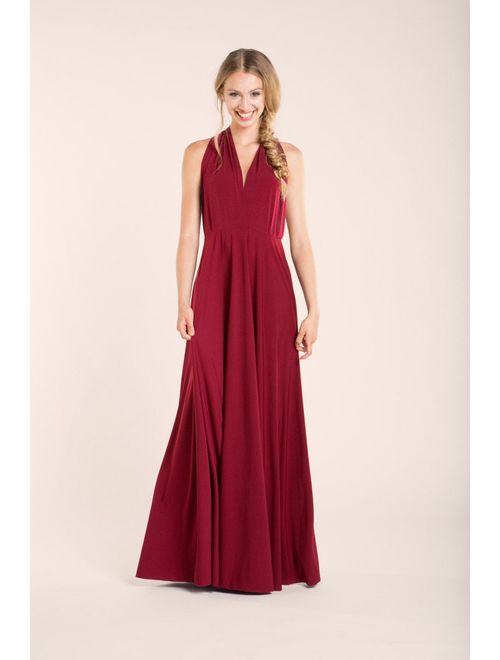 Dark red maxi dress, red long dress, dark red gown, elegant maxi dress, infinity long dress, convertible red dress, versatile garnet dress