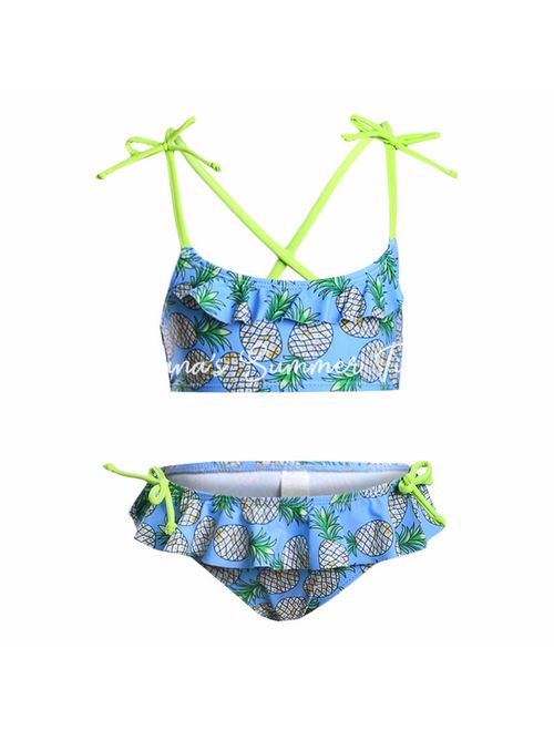 Buy Handmade bikini for kids children girl blue pineapple print cute ...