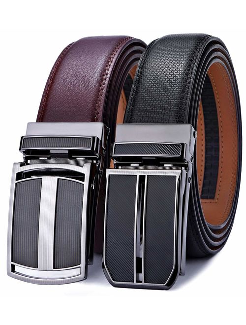 Mens Belt,Bulliant Slide Ratchet Belt for Men with Genuine Leather 1 3/8,Trim to Fit