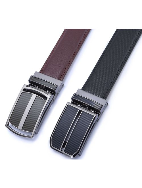 Men's Belt,Bulliant Slide Ratchet Belt for Men Genuine Leather, Multipack(1&2Pack),Trim to Fit