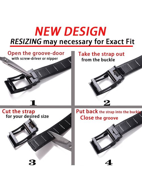 Men's Belt,Bulliant Slide Ratchet Belt for Men Genuine Leather, Multipack(1&2Pack),Trim to Fit