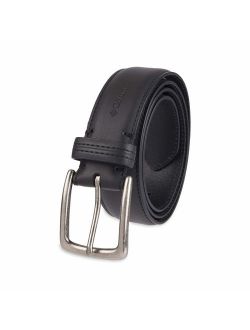 Men's Casual Leather Belt -Trinity Style for Jeans Khakis Dress Leather Strap Silver Prong Buckle Belt