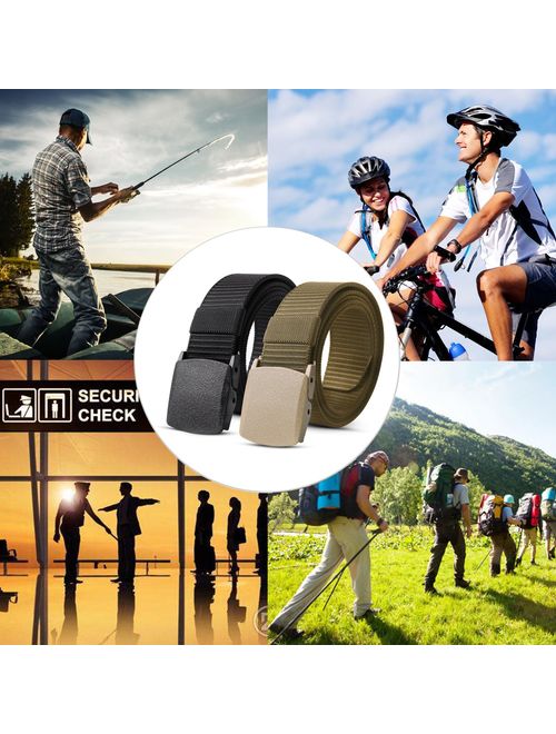 Nylon Military Tactical Men Belt 2 Pack Webbing Canvas Outdoor Web Belt with Plastic Buckle