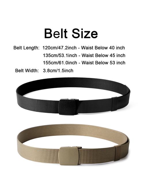 Nylon Military Tactical Men Belt 2 Pack Webbing Canvas Outdoor Web Belt with Plastic Buckle