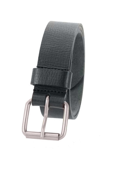 1-1/2 in. US Steer Hide Leather Pebble Grain Men's Belt w/ Antq. Nickel Roller Buckle