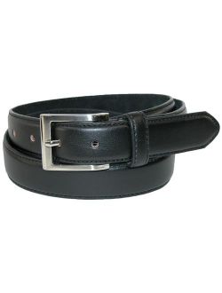 Men's Big and Tall Leather Basic Dress Belt with Silver Buckle