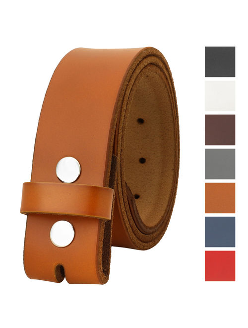 Falari Replacement Genuine Leather Belt Strap Without Buckle Snap on Strap 1.5" Wide 8005