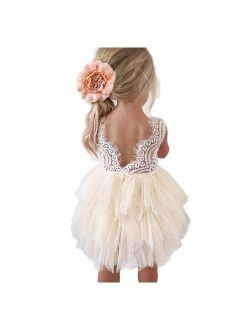 Topmaker Backless A-line Lace Back Flower Girl Dress