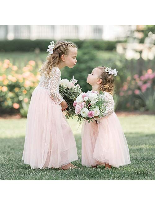 2Bunnies Girl Peony Lace Back A-Line Straight Tutu Tulle Party Flower Girl Dresses