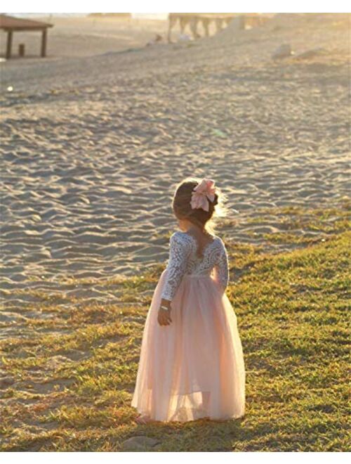 2Bunnies Girl Peony Lace Back A-Line Straight Tutu Tulle Party Flower Girl Dresses