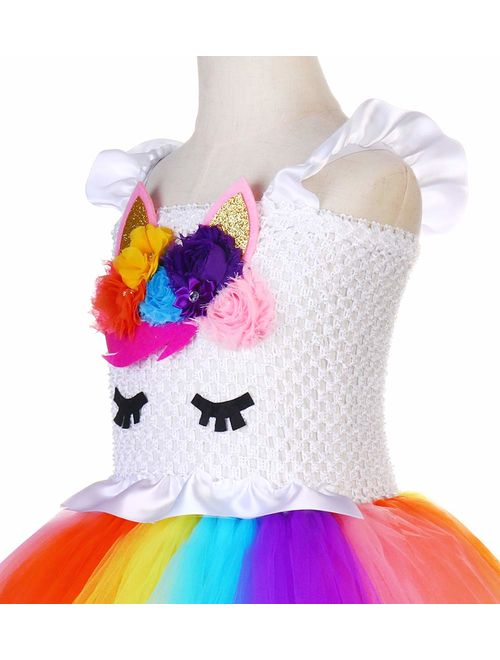 Tutu Dreams Unicorn Costume for Girls 1-12Y with Headband 4 Designs