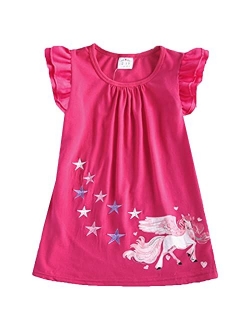 2020 Toddler Girls Summer Dresses Short Sleeve Outfit 3-8 Years