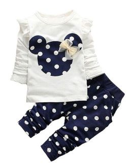 Cute Toddler Baby Girls Clothes Set Long Sleeve T-Shirt and Pants Kids 2pcs Outfits