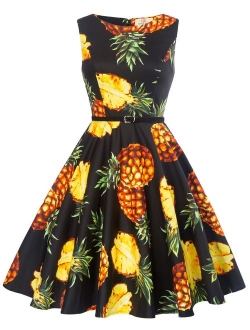 Boatneck Sleeveless Vintage Tea Dress with Belt