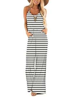 LACOZY Womens Casual Loose Sleeveless Spaghetti Strap Wide Leg Pants Jumpsuit Rompers