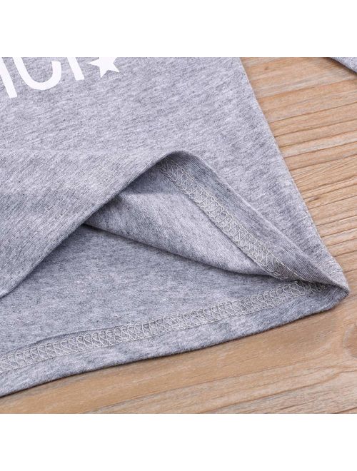 YOUNGER STAR 1 PC Children Boy Girly Gray Letter Print Short/Long Sleeve T-Shirts Clothes Outfit