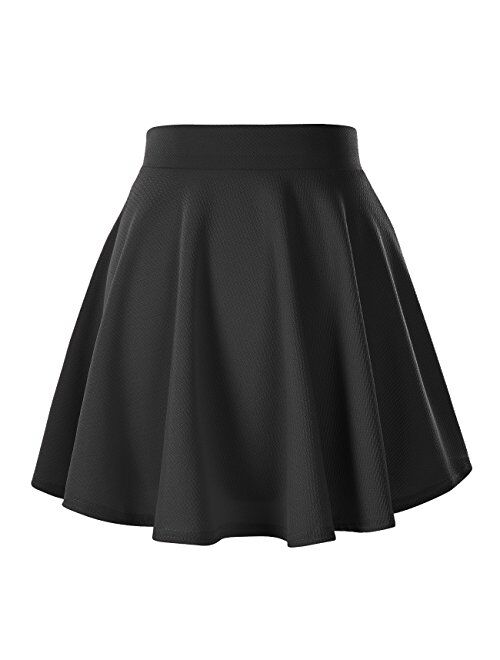 Urban CoCo Women's Basic Solid Stretchy Flared Casual Mini Skater Skirt