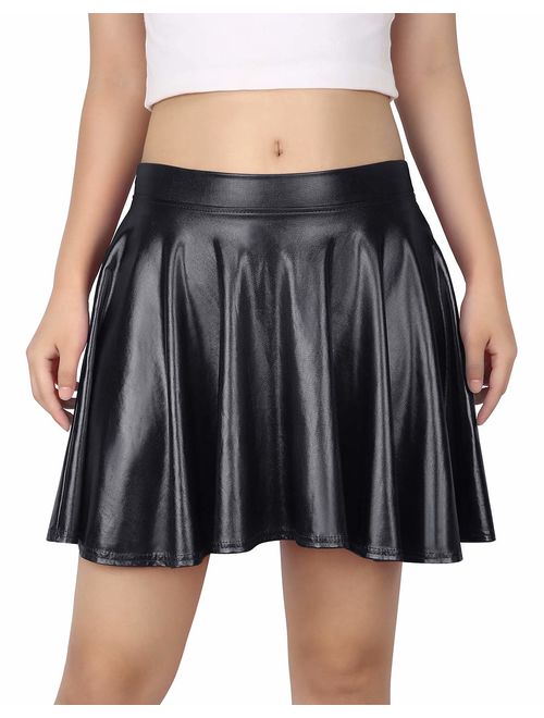 HDE Women's Casual Fashion Flared Pleated A-Line Circle Skater Skirt