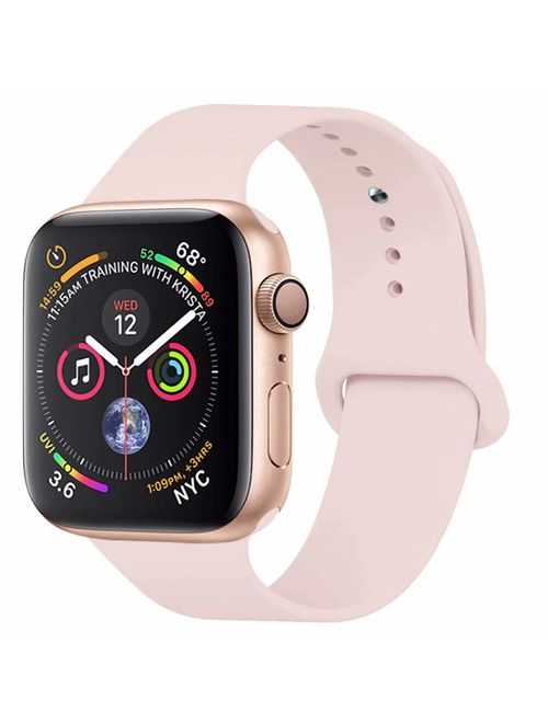 YANCH Compatible with for Apple Watch Band 38mm 42mm 40mm 44mm, Soft Silicone Sport Band Replacement Wrist Strap Compatible with for iWatch Series 4/3/2/1, Nike+,Sport,Ed