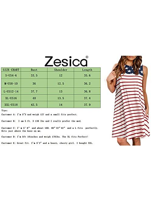 ZESICA Women's Summer Sleeveless Damask Print Pocket Loose T-Shirt Dress