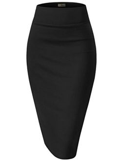 H&C Womens Premium Nylon Ponte Stretch Office Pencil Skirt Made in USA