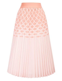 Women's High Waist Plisse Pleated A-Line Swing Skirt KK659