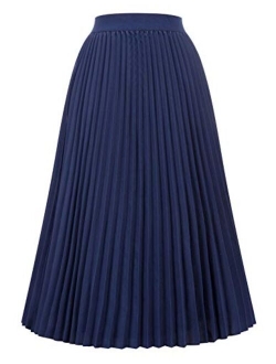 Women's High Waist Plisse Pleated A-Line Swing Skirt KK659