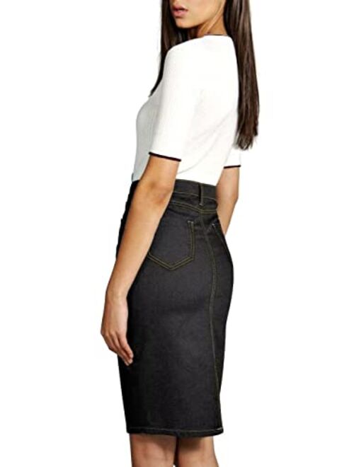 Lexi Womens Super Comfy Perfect Fit Stretch Denim Skirt
