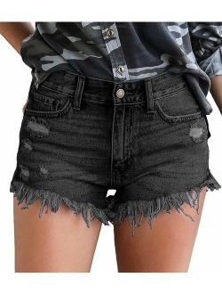 onlypuff Denim Hot Shorts for Women Casual Summer High Waisted Short Pants with Pockets