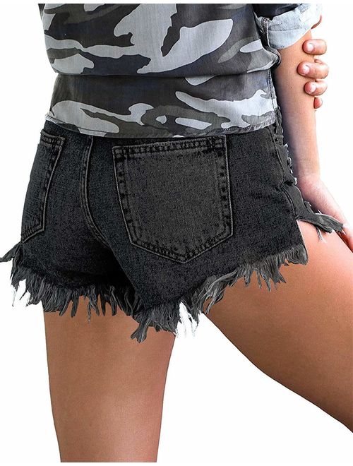 onlypuff Denim Hot Shorts for Women Casual Summer High Waisted Short Pants with Pockets
