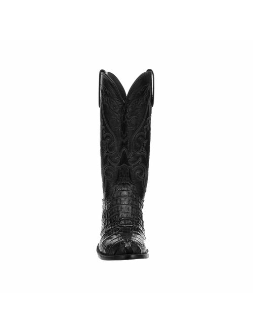 Lucchese Mens Handmade Black Hornback Caiman Crocodile Exotic Western Boots