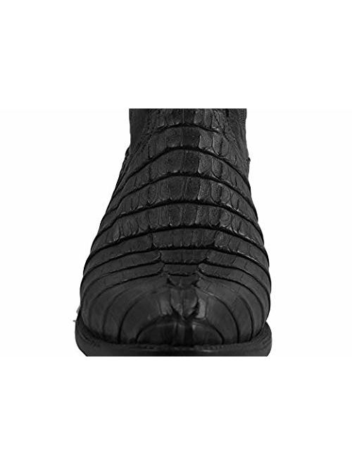 Lucchese Mens Handmade Black Hornback Caiman Crocodile Exotic Western Boots