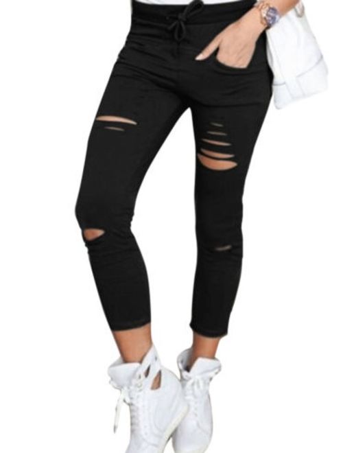 Women's High Waisted Ripped Skinny Jeans