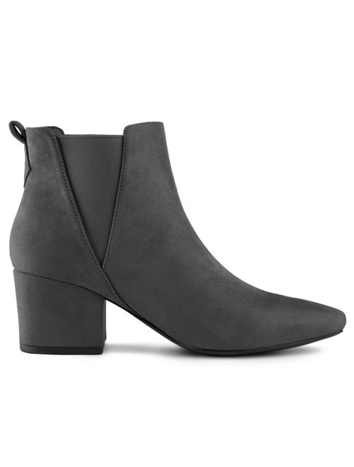 Women's Pointed Toe Chunky Heel Chelsea Ankle Boots