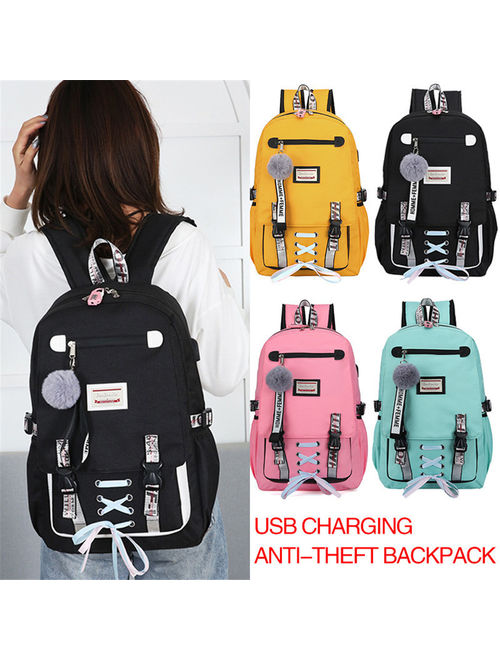 sportuli School Bags Large Bookbags for Teenage Girls USB with Lock Anti Theft Backpack Women Book Bag Youth Leisure College, Women's, Size: 30*14*