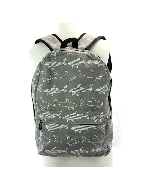 Grey and White Shark Infested Canvas Backpack